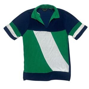 Vintage Richman Polo Shirt Mens Small Multi Colorblock Towel Terry Cloth Korea